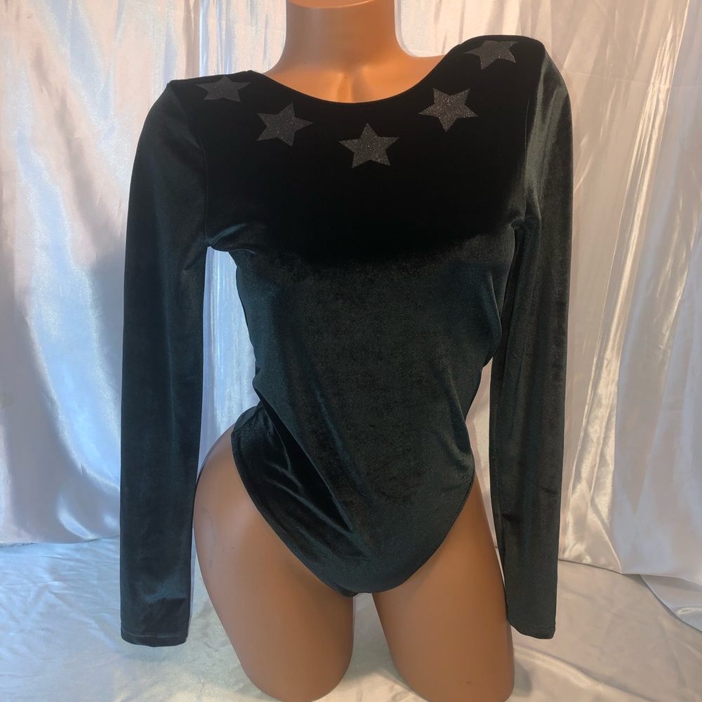 Victoria Secret sport leotard bodysuit velvet star